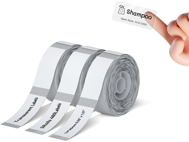 NIIMBOT D110 Label Maker Tape Adhesive Clear Label Paper 0.55' X 1.57' (14 X 40mm) 160 Labels/Roll, Compatible for NIIMBOT D11 D110 Label Printer,...