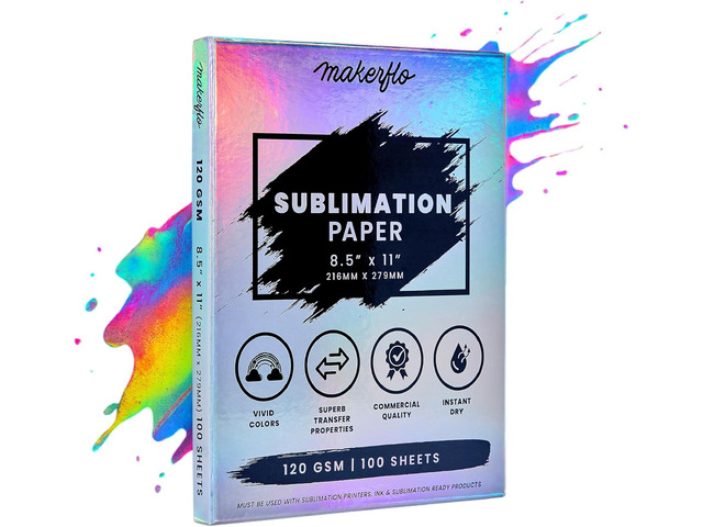 Makerflo Sublimation Paper 8.5 x 11 Inch 100 Sheets, Heat Transfer Sublimation Paper For Tumblers T-Shirts Phone Case Mugs, Printable Stickers...
