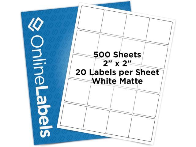 2 x 2 Square Labels - Permanent, White Matte - Candle, QR, Product Labels - Pack of 10,000 Labels, 500 Sheets - Inkjet/Laser Printers - Online Labels