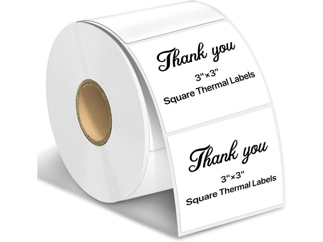Square Thermal Label Stickers, 3' x 3' (76.2mm x 76.2mm) Self-Adhesive Thermal Labels Square Direct Thermal Stickers Compatible with Thermal Label...