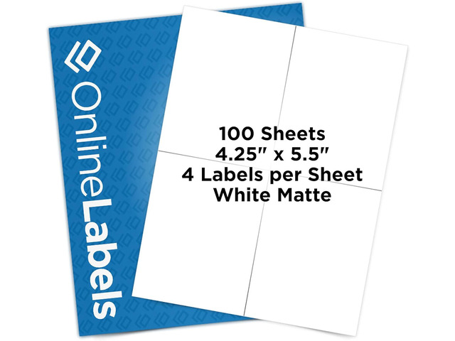 4.25 x 5.5 Rectangle Labels - Permanent, White Matte - Product, Shipping, Candy Labels - Pack of 400 Labels, 100 Sheets - Inkjet/Laser Printers -...