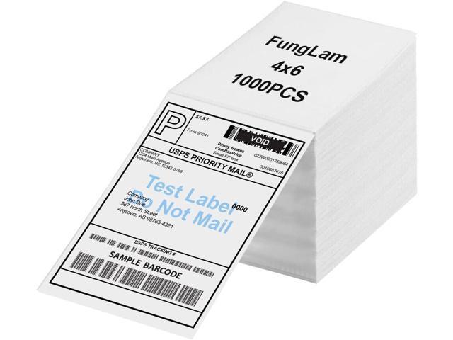 FungLam 4'x6' Direct Thermal Shipping Labels, Perforated and Strong Adhesive Thermal Label, Fanfold 4'x6' Mailing Labels for Munbyn, Rollo, Polono.