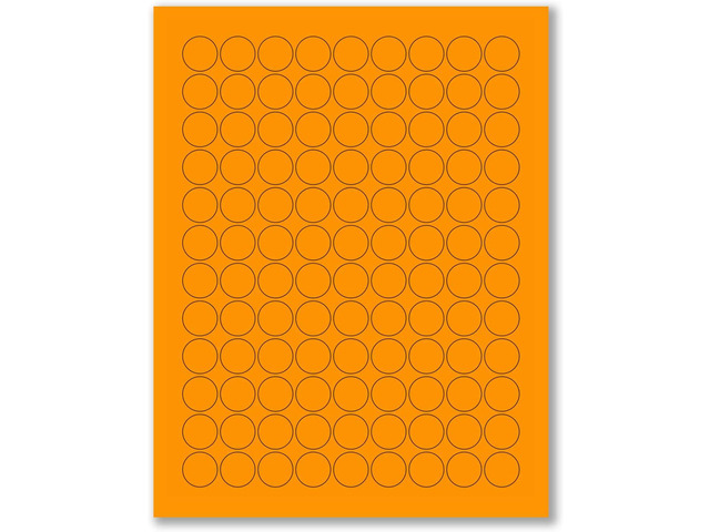 8-1/2 x 11' Fluorescent Labels for Laser & Inkjet Printer (Orange Fluorescent, 3/4' Round - 108 Per Page 2700 Labels)