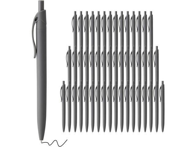 deegtran Pens Bulk, 50 Pack No Bleed Grey Barrel Black Ink Click Pens, Wholesale Retractable Ballpoint Pens, Pen Medium Point, Smooth black Ink.