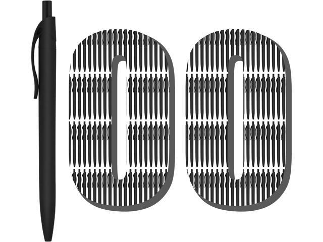 Deegtran 100 Pack No Bleed Black Barrel Click Pens, Wholesale Retractable Ballpoint, Medium Point, Smooth Ink, 1.0MM Black Ink