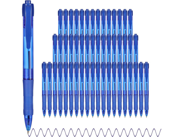 deegtran Pens Bulk, 50 Pack No Bleed Blue Ink Click Pens with Soft Grip, Wholesale Retractable Ballpoint Pens for Office School, Medium Point...