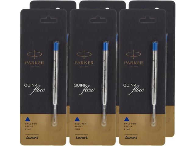 Parker Ball Point Pen Refills, Fine Point, Blue Ink, Pack of 6
