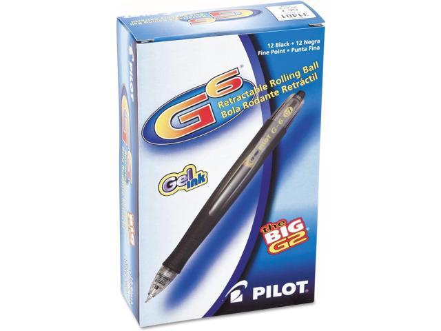Pilot G6 Pens, Premium Refillable and Retractable Rolling Ball Gel Pens, Fine Point, 0.7mm, Black Ink, 12-Pack (31401)
