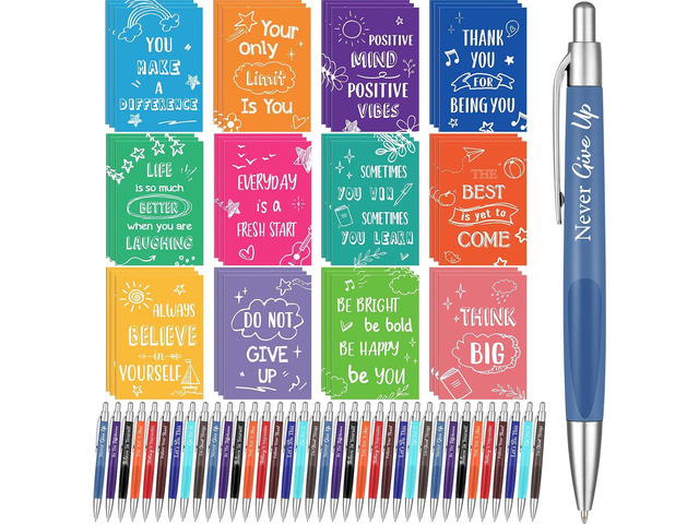 Yeaqee 72 Pcs Motivational Pens Notepads Gifts Set Inspirational Quote Ballpoint Pen Small Notebook Mini Journal Bulk Present Idea for Teacher...