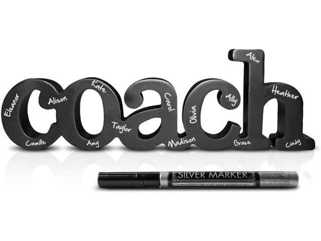 ChalkTalkSPORTS Coach Gift - Autograph Ready Coach Wood Word Sign with Pen - Handcrafted Ready to Sign Team Gift