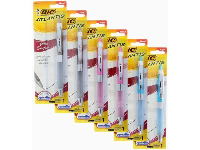 BIC Atlantis Ultra Comfort Ballpoint Pens, Assorted Barrels, 6 Count (Pack of 1)