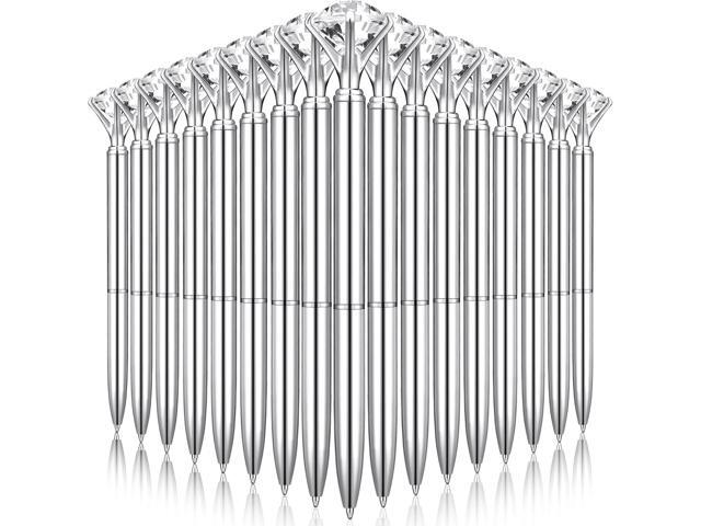 Leinuosen 50 Pcs Bulk Diamond Pens with Crystal Bridal Shower Gifts Metal Bling Ballpoint Pens with Black Ink for Bridal Shower Wedding Party.