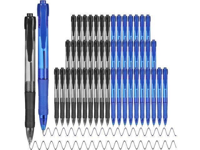 deegtran Pens Bulk, 50 Pack No Bleed Black & Blue Ink Click Pens with Soft Grip, Wholesale Retractable Ballpoint Pens for Office School, Medium.