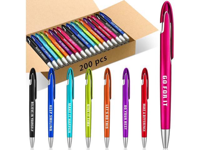 Lincia 200 Pcs Inspirational Ballpoint Pens Bulk Quote Retractable Medium Point Pens with Black Ink Teacher Appreciation Thank You Gifts Office.