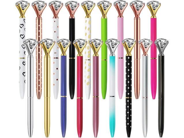 Oddmoal Diamond Pens Fun Fancy Crystal Diamond Pen For Women, Bling Metal Pens, Black Ink, 18 Count(Mixed Colors)