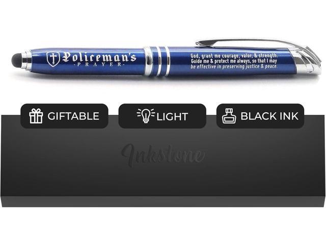 Inkstone Policeman Prayer Gift Pen with Built-In Flashlight Stylus Tip Law Enforcement