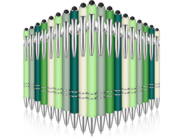 Zonon 38 Pieces Rubberized Ballpoint Pen with Stylus Tip Stylish Metal Pen Capacitive Styli with Soft Rubberized Grip, Black Ink for Most...