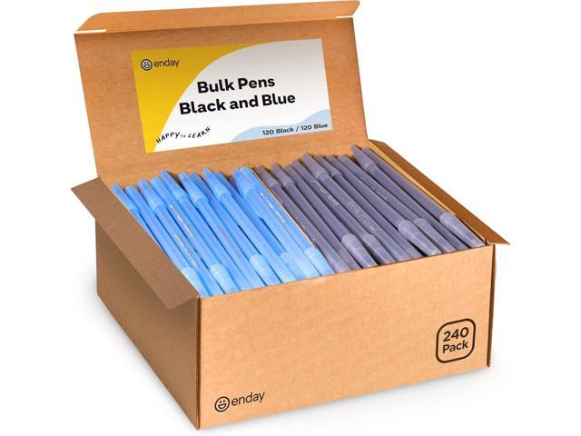 Enday Ballpoint Pens Bulk Blue and Black Pens (240 Pack) 120 Black & 120 Blue - Medium Point (1.0mm) Flexible Round Barrel For Writing Comfort,...