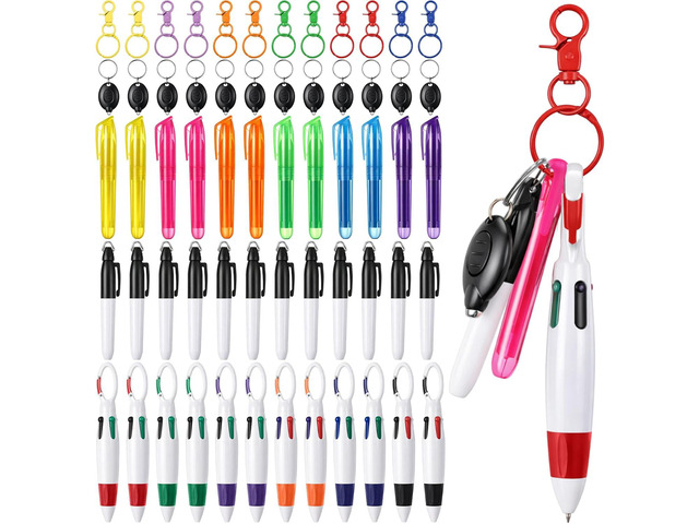Chinco 60 Pcs Nurse Pen Set Nursing Gifts Include Mini Highlighters Retractable Ballpoint Pens Permanent Markers Keychains LED Flashlight Key Ring...
