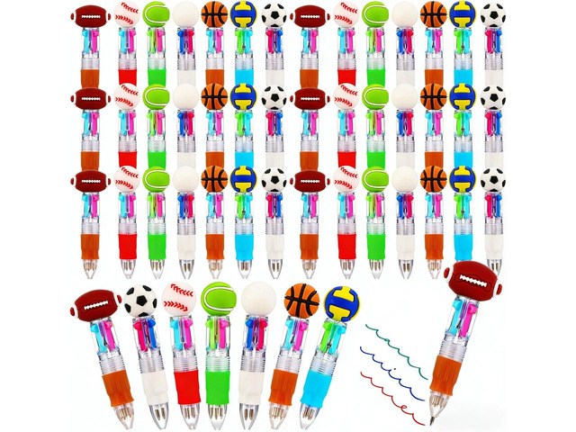 BESARME 48 Packs Soccer Party Favors Soccer Pens Gifts Bulk, Multicolor Pen in One Fun Sports Basketball Golf Football Pens Cute Pen Bulk Birthday...