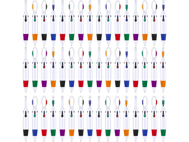Yinder 120 Pieces Bulk Retractable Shuttle Pens with Buckle Clip 4-in-1 Multicolored Ink Badge Pens with Keychain for Nurses Employee Coworkers...