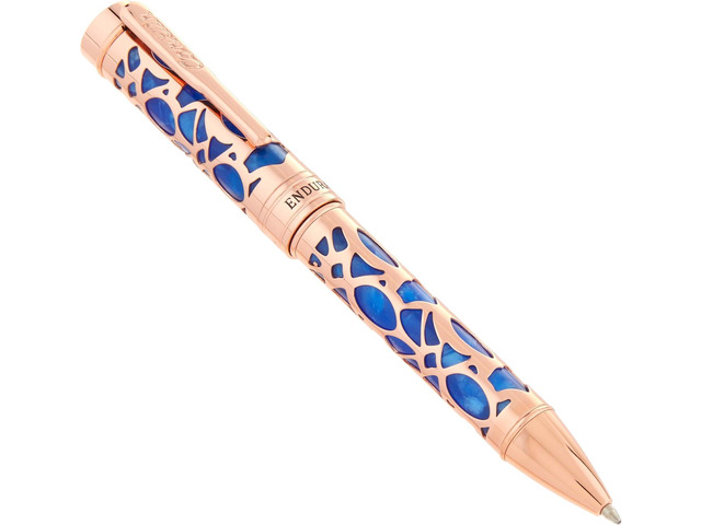 Conklin Endura Deco Crest Ballpoint Pen in Blue with Rose Gold Accents Elegant Writing Instrument by Conklin Pen Company