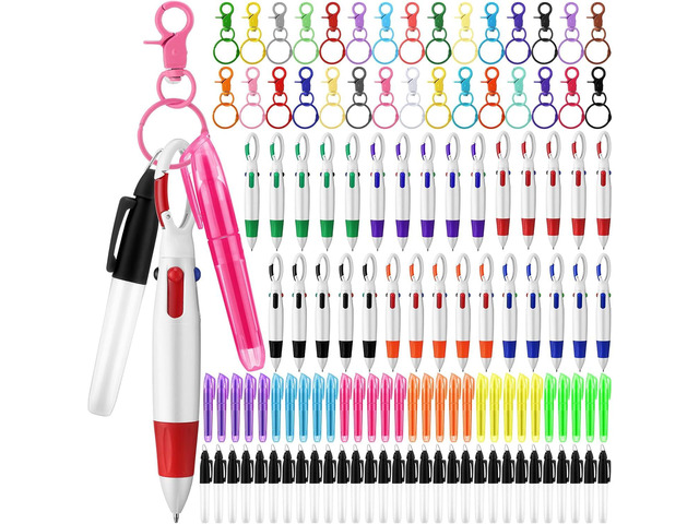 Fulmoon 120 Pcs Nurse Pen Set for Badge Accessories Retractable Ballpoint Pen Mini Highlighters Permanent Marker Nursing Keychain Clip Nurse Gifts...