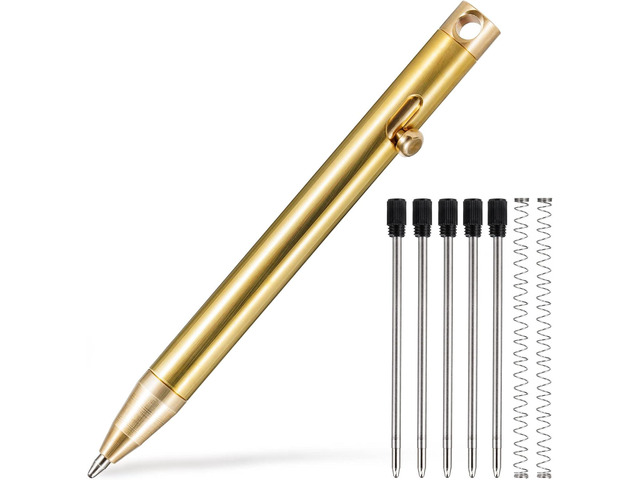 KeyUnity KP00 Titanium Alloy Bolt Action Pen with Bonus Refills, Retractable Pocket Ball-point Pen for Everyday Use Signature, Fine Point, Black...