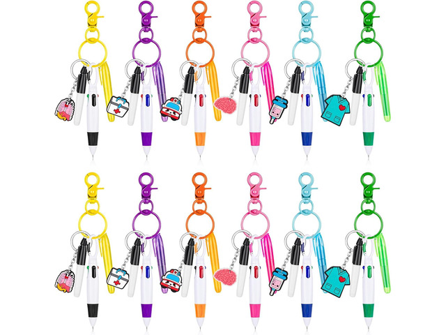 60 Pieces Mini Highlighter Nurse Pens for Badge Reel Pens Include Tip Highlighter Permanent Marker Pen and Retractable Ball Pen with Nursing...