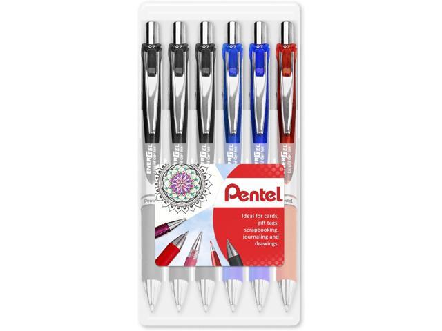 Pentel EnerGel XM BL77 - Retractable Liquid Gel Ink Pen - 0.7mm - 54% Recycled - Clam Pack Gift Set of 6 (Assorted)