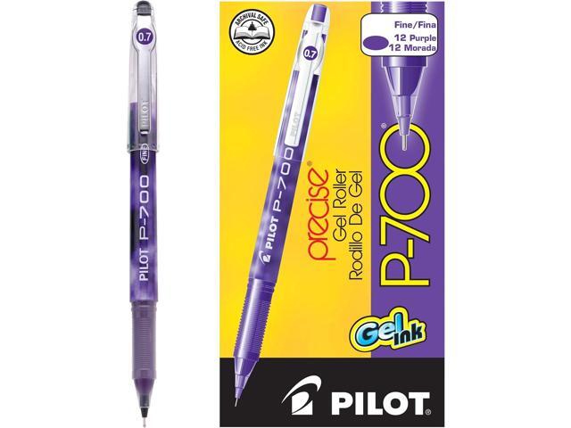 Pilot, Precise P-700 Gel Ink Rolling Ball Stick Pens, Marbled Barrel, Fine Point 0.7 mm, Purple, Pack of 12