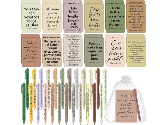 Fuyoooo 72 Pieces Regalos Cristianos En Español Regalos Para Boho Christain Bible Spanish Gift Religious Notebooks and Pen with Bag Easter Baptism.
