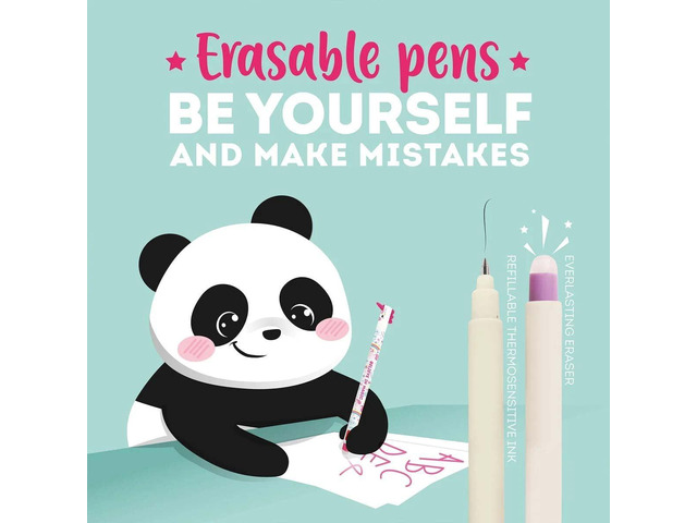 LEGAMI - Set of 10 Gel Erasable Pens, Erasable Pens, Erasable Ink Pens, Gel Pens Erasable without Leaf, 0.7 mm Tip, Assorted Ink Colours and Animal...