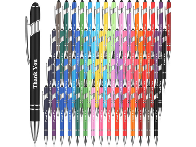 Sherr 120 Pieces Thank You Pens for Touch Screen Thank You Gifts 2 in 1 Pens Ballpoint Pen with Stylus Tip for Events Parties Present Employee...