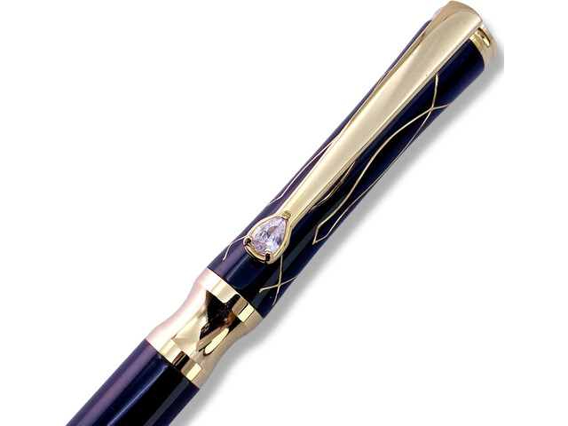 LACHIEVA LUX Black Elegant Crystal Executive Metal Ballpoint Pen with German-made P900M Refills, Luxury and High end Writing Instruments for...