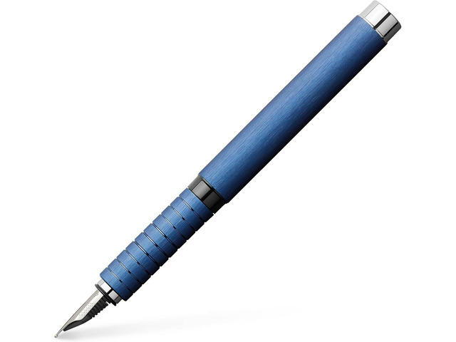 Faber-Castell Essentio Aluminum Blue Fountain Pen - Fine Nib with Black Ink - Fine Writing Instruments