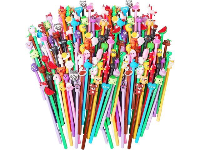 Yexiya 200 Pieces Cute Cartoon Gel Ink Pens Cartoon Animal Writing Pens 0.5 mm Novelty Black Gel Ink Pens Assorted Styles Fun Kawaii Pens for Kids.