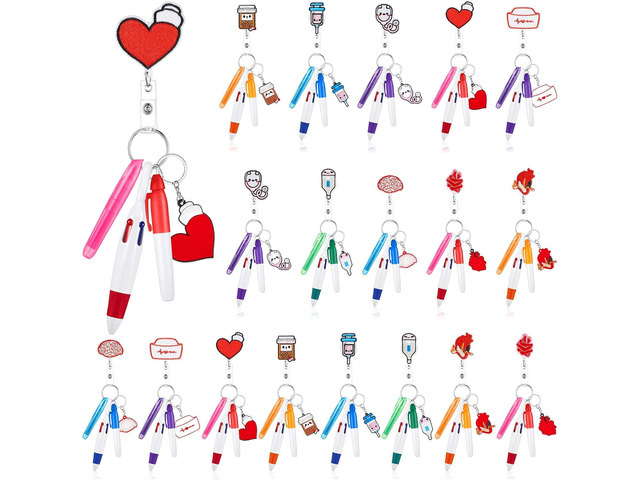Henoyso 108 Pcs Nurse Badge Reel with Mini Highlighter Pens 2026 Cna Nursing Week Gifts Bulk Retractable Badge Clips Accessories for Cna Medical...