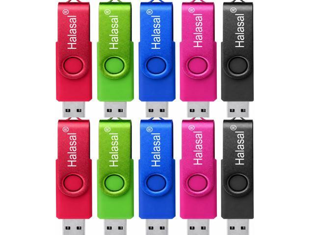 USB Flash Drives 64GB 10 Pack 360° Swivel Design, Colorful Metal USB 2.0 Memory Sticks Set (Red/Green/Blue/Pink/Black), Portable Thumb Drives for...