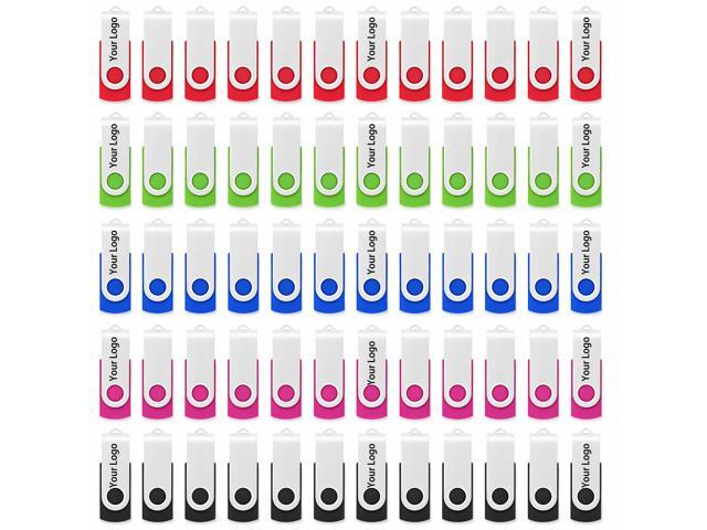 Flash Drives Bulk 4GB 50 Pack USB 2.0 Swivel Memory Sticks Multi-Color Promotional Thumb Drives for Marketing Promotional Gifts, Events, Wedding,.
