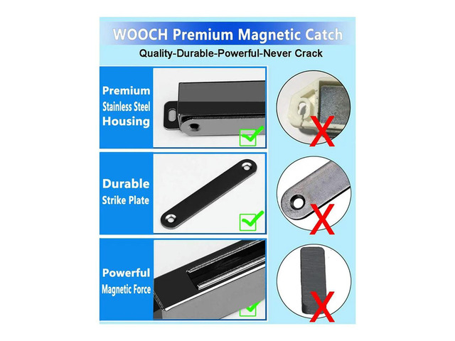4-Pack Magnetic Door Catch Stainless Steel Heavy Duty Catch For Kitchen Door Drawer Latch Black