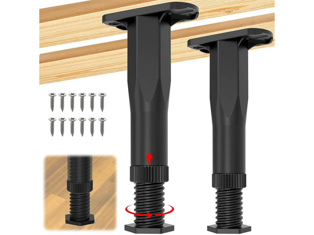 MEOF 4PCS Adjustable Bed Frame Support Legs ( 8.3In-14.5In), Frame Center Slats Heavy Support Leg,for Frame/Sofa/Chair/Table