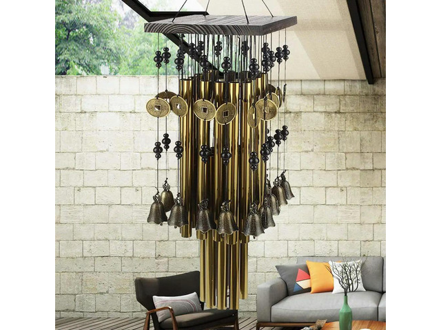 Outdoor Indoor l Tube Wind Chime with Copper Bell Large Windchimes For Yard Patio Garden Terrace Decoration 80cm