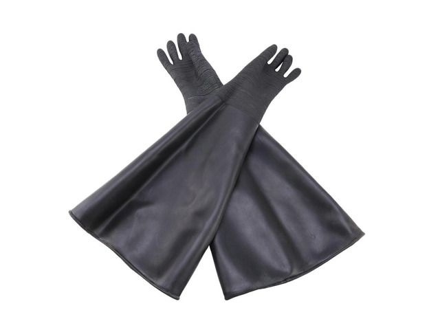 Rubber Black Sandblaster Gloves Stripe Abrasive Sand Blasting Gloves for Blasting Cabinet 65x30cm