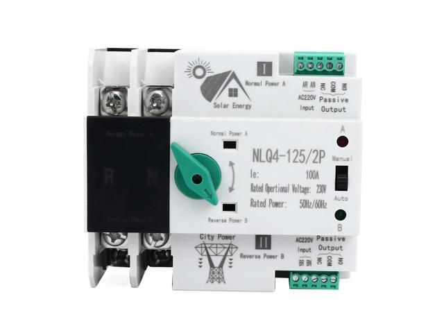 NLQ4-125/2P Transfer Switch Dual Power Fast Switching Automatic 230V AC 100A for Home Factory