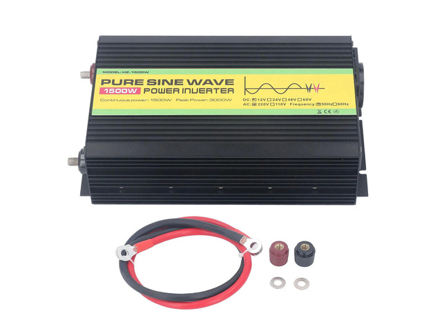 1500W Pure Sine Wave Power Inverter DC 12V to AC 220V Peak Power 3000W with LCD Single Digital Display