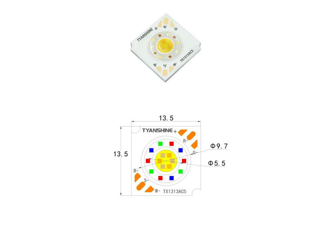 1pcs TX-1313RGBWS20 20W RGBWW 5-in-1 COB LED Chip For Stage Light Spotlight Downlight Lighting Accessories