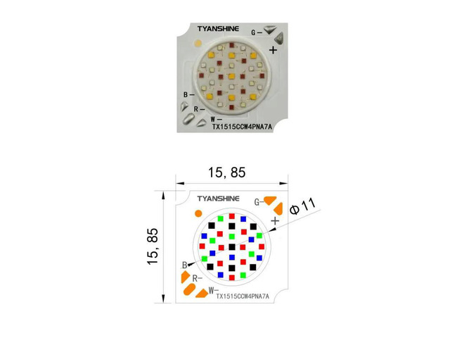 1515 RGBW COB LED Chip 50W 4-Color Full Color High CRI 90 115° Viewing Angle Integrated LED Bead