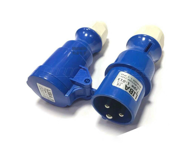 2 couples Blue Color Waterproof 16A 3Pin Industrial Plug Stage Special Lighting Power Supply Connecting