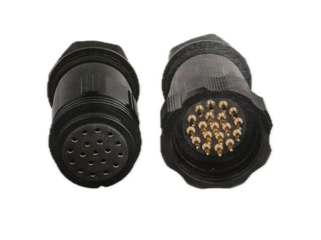 Socapex 19 Pin Male Female Plug Power Cable Gland Brass Pins (Pre-installed) Inline Connector